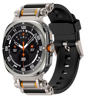 Produktbild von Für Samsung Galaxy Watch Ultra 2 2025 / Watch Ultra 47mm Silikon Metall Band Schwarz / Titan