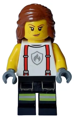 Produktbild von LEGO Minifigur Fire - Female, White Shirt with Suspenders, Legs with (cty1715)