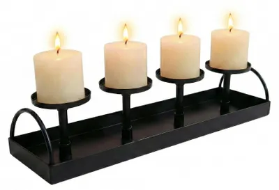 Produktbild von Eleganter Metallkerzenhalter - 4 Halter - 39 x 9 x 9 cm - Schwarz - Für Hochzeit/Jubiläen - Stimmungsvolle Dekoration