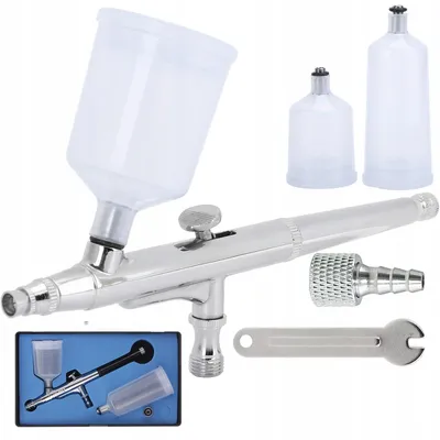 Airbrush-Spritzpistole 0,3 mm, 2 Behälter, Edelstahl