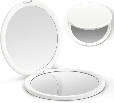 Imagen del producto de Espejo de maquillaje de doble cara, con aumento de 1x/10x, diámetro de 10 cm, ideal para llevar de viaje