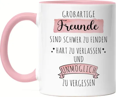 Produktbild von Großartige Freunde Sind Schwer Zu Finden Tasse Rosa Dankeschön Geschenk Hart Zu Vergessen