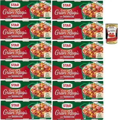 Produktbild von Il Mio Gran Ragù Star con Salsiccia tomatensauce sauce mit italienischer Wurst Tomatensuppe Pastasauce 12x (3x100g) + Italian Gourmet polpa 400g