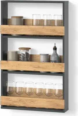 Produktbild von Weinglasregal Livinity Regusa Goldkraft Eiche/Anthrazit 60 x 98 cm, Model 55931