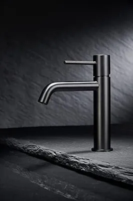 Produktbild von Waschtischarmatur aus Messing, 2-Wege Kalt-/Warmwasserhahn, Mattschwarz