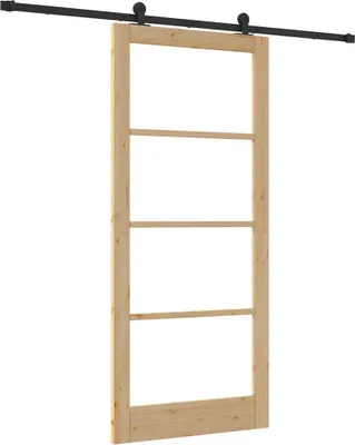 Immagine prodotto di vidaXL Porta scorrevole ORKDAL Naturale 93 x 211 cm in legno massello di pino e vetro