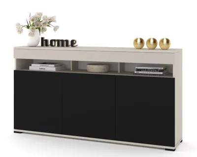 Produktbild von Große Kommode Fernsehschrank LUNA 3D Kaschmir/Schwarz 160cm