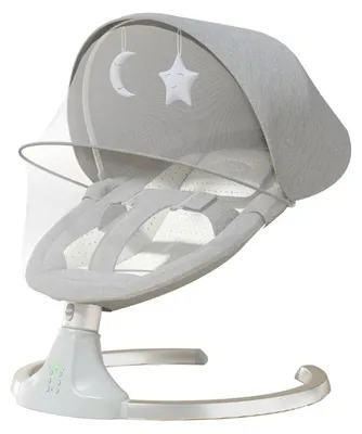 Immagine prodotto di Altalena elettrica per bambini - Dondolo per neonati - Musica Bluetooth - Telecomando - Timer - Schienale regolabile - Grigio