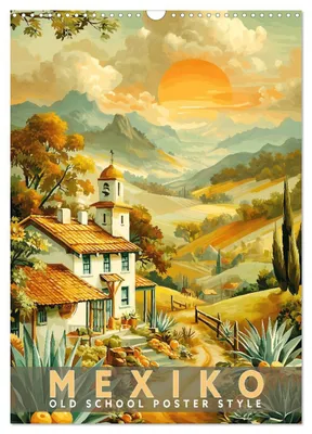 Produktbild von Mexiko - Old School Poster Style (Wandkalender 2027 DIN A3 hoch), CALVENDO Monatskalender