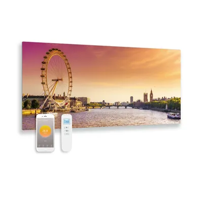 Obrázok produktu pre Infračervený panel z potlačeného skla s Wi-Fi a diaľkovým ovládaním, model Londoner Auge, rozmer 119x59 cm, výkon 700 wattov
