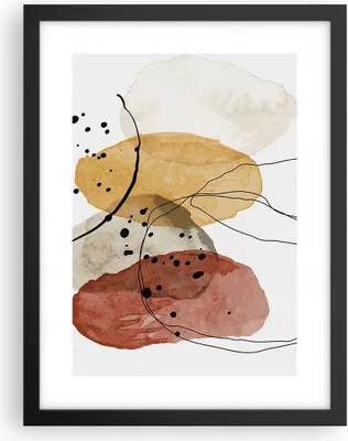 Produktbild von Gerahmtes Poster - Schwarzer Rahmen - Aquarell Abstraktion Formen - 30x40 cm - Wand Bild - Wanddeko - Wandbilder - Kunstposter - Wandposter - Bilderrahmen - Bilder - Kunstdruck - P2BPA30x40-4658