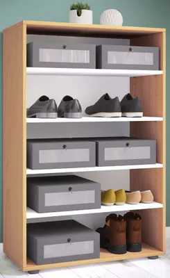 Produktbild von VCM Holz-Schuhschrank | Maße: H. 110 x B. 70 x T. 37 cm | Allzweckschrank | 5 Fächer | ohne Türen– Lona