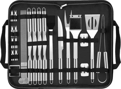 Produktbild von 33-teiliges Grillset mit Tragtas aus Edelstahl für Camping- und Gartenbarbecue