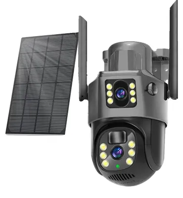 Immagine prodotto di Telecamera di sicurezza per esterni, alimentazione solare, doppio obiettivo HD, 1 telecamera solare Wi-Fi