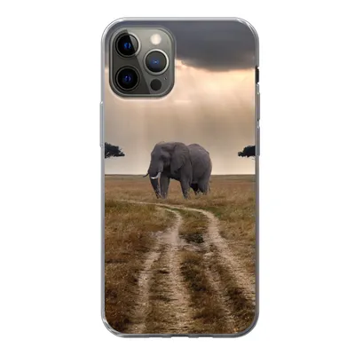Produktbild von MuchoWow® Handyhülle Schutzhülle Hülle für iPhone 13 Pro Elefant - Tiere - Wiese - Sonne Silikon Softcase Handy Hülle - Handy-Tasche