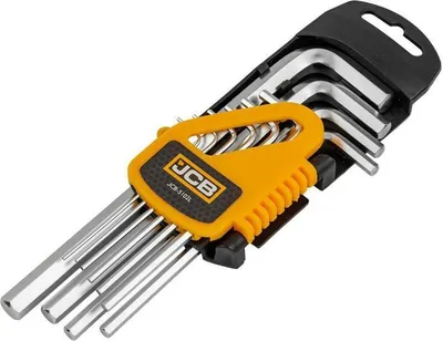 Immagine prodotto di Set di chiavi esagonali JCB 5102XLB, 10 pezzi, 1,27-10 mm: acciaio CrV: testa sferica: professionale