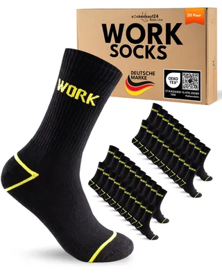 Produktbild von Arbeitssocken Herren Baumwolle Work Socken - 70210T Schwarz 39-42 20 Paar