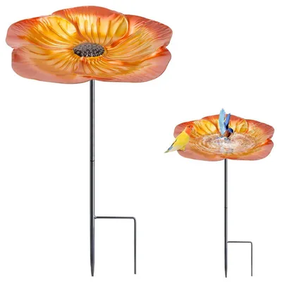 Produktbild von Vogelfutterstation Eisen Blumenform Vogeltränke stehend 51cm Außenbereich frostbeständig
