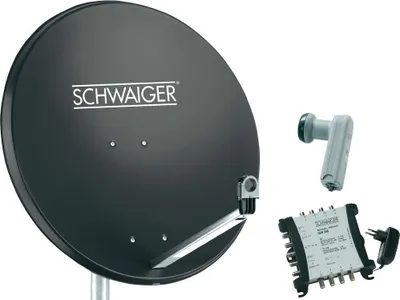 Produktbild von Schwaiger SAT-Anlage ohne Receiver Anthrazit Teilnehmer-Anzahl: 8 (SPI9961SET6)