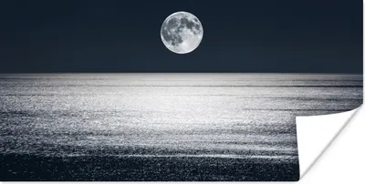 Produktbild von MuchoWow® Poster Meer - Mond - Wasser 40x20 cm - Poster für die Wand - Poster Schlafzimmer