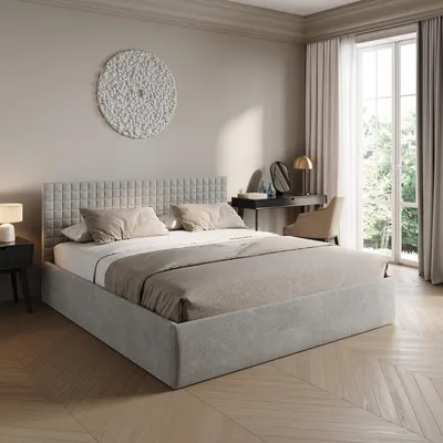 Produktbild von Home Collective Polsterbett 180x200 cm Doppelbett Bett mit verstellbarem Lattenrost & Stauraum | VARDO-Stoff Grau