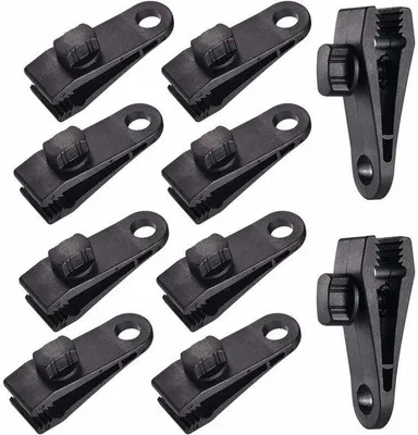 Produktbild von Zeltklammern - Dekzeilklammern - Zeltklammern - Campingklammern - Für Zeltzubehör - Schwarz - 10 Stück