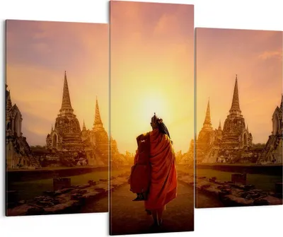 Produktbild von Bild auf Leinwand - Leinwandbild - Tempel Mönch - 130x100cm - Wand Bild - Wanddeko - Wandbilder - Leinwanddruck - Bilder - Kunstdruck - Wanddekoration - Leinwand bilder - Wandkunst - CB130x100-3472