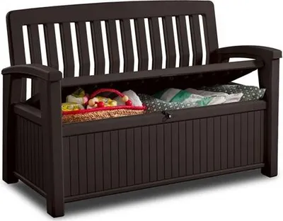 Produktbild von Tepro Patio Bank B132,7  x T63,5  x H89,5 cm mit 227 Liter-Aufbewahrungsfach, espressobraun
