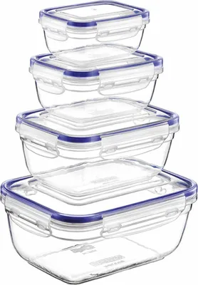 Image de lot de 4 boîtes de conservation avec couvercle 0,5L - 2,4L en plastique
