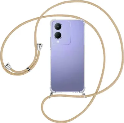 Produktbild von Handykette Backcover-Schutzhülle mit Band (Metall silberfarben) für vivo Y17s (6.56'') - caramel