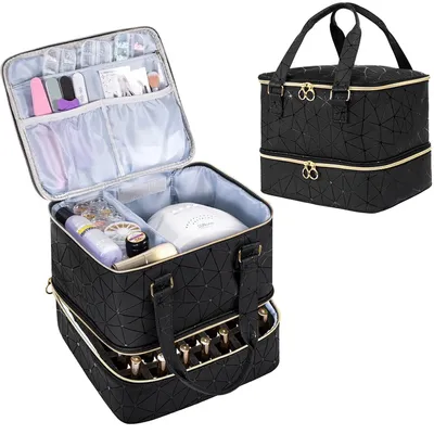 Image de Omgoods - Organisateur de vernis à ongles pour 42 flacons et lampe à vernis - Noir