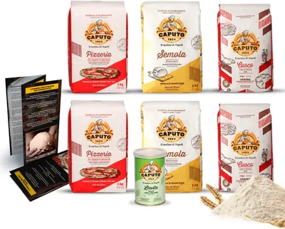 Produktbild von DELICRET – Testpaket - 2x 1kg Caputo Cuoco 2x 1kg Caputo Pizzeria 2x 1kg Caputo Semola + 1x 100g Caputo Lievito Trockenhefe