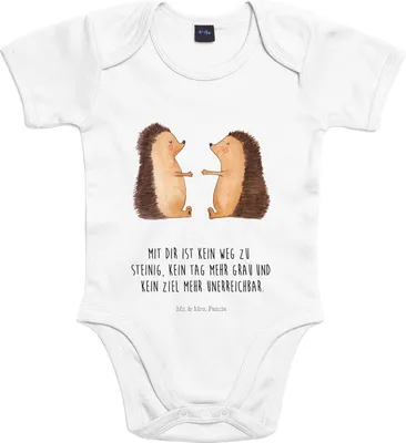 Produktbild von Mr. & Mrs. Panda Strampler Baby Igel Liebe 12. - 18. Monat - Heather Grey - Geschenk, Freundin, Hochzeit, baumwoll, Hochzeitstag, Partner, body kurzarm, Babystrampler