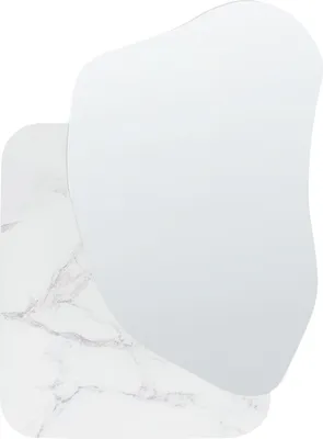 Produktbild von BELIANI Wandspiegel Weiß MDF Marmoroptik 80 x 60 cm Asymmetrische Unregelmäßige Form Wohnaccessoires Wanddekoration Dekospiegel Designerspiegel