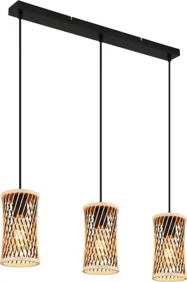 Produktbild von LED Hängeleuchte, schwarz, Bambus, 3-flammig, L 72 cm