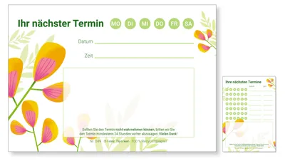 Produktbild von Frank Paperman® | 600 Terminzettel Praxis | 12 x Terminblock à 50 Blatt | floral | 1 Termin | Blumen Design für Terminkarten Kosmetik, Massage Studio