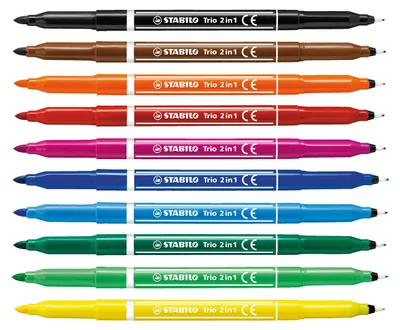 Produktbild von STABILO Trio 2-in-1 – Filzstift und Fineliner in einem – 10er-Set