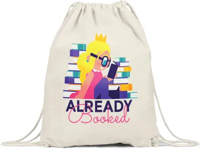 Produktbild von Already booked Turnbeutel Gymsack Bücherwurm Bücherspaß Bücherliebhaber Buch lesen Mädchen liest ein Buch