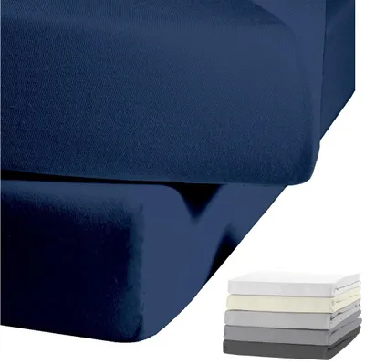 Produktbild von JACK by Kaeppel Biber Spannbettlaken Rundgummi Baumwolle Spannbetttuch 90x190-100x200 / 140-160x200 / 180-200x200 cm, Farbe:Blau, Größe:140x200cm Spannbettlaken