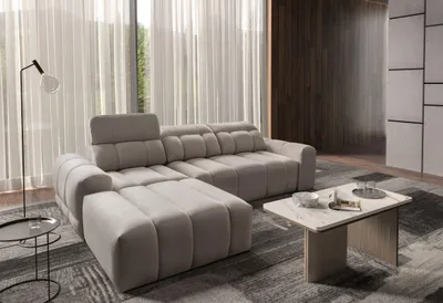 Produktbild von Moderne Eckcouch AVELIO I mit Schlaffunktion Bettkasten Ecksofa (beige, links)