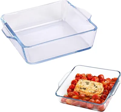 Imagen del producto de Molde para hornear de vidrio borosilicatado, 0,5 L, 15x13x4 cm, apto para horno y microondas