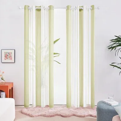 Immagine prodotto di Tende da finestra in voile Famanu, con passanti - Trasparenti, verde chiaro, 140x240 cm, set da 2