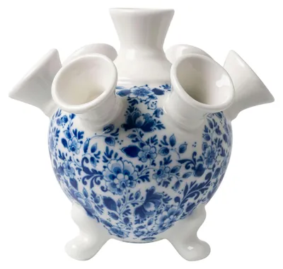 Imagen del producto de Heinen Delfts Blauw: Jarra de tulipanes sobre pie - Diseño decorativo - Cerámica - 14 cm
