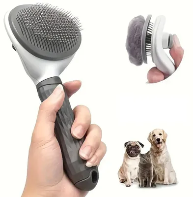 Produktbild von Katzenbürste Hundebürste Selbstreinigend | Haustierbürste | Bürste für Katzen und Hunde | Fellbürste | Haar Entferner | Tierbürste