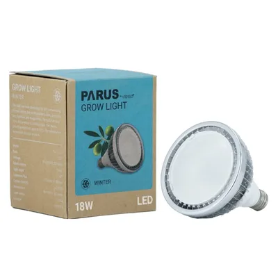 A product shot of a grow light bulb and its packaging.