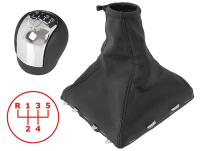 Imagen del producto de @@@@@ Opel Vectra C 02-08, pomo de cambio de 5 velocidades, ecopiel + aro cromado para la marcha atrás + funda de cambio + embellecedor, blanco, juego de 2 piezas