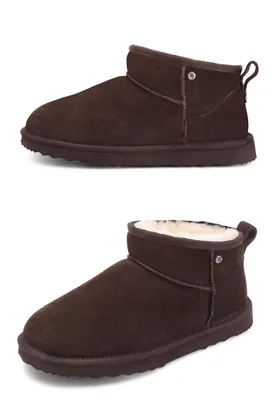 Produktbild von Herren Warm Gefütterte Winter Boots Stiefeletten Bequeme Lammfell-Stiefe Coffee Größe 43