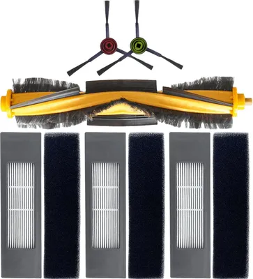Produktbild von Roboter Staubsauger Ersatzteile Zubehör Set, Filter Bürste Zubehör Kit für Ecovacs DEEBOT OZMO 920 950 T8 AIVI Max T9 T5 N5 N7 N8+ N8 Pro DX55 DX93 DJ65 (1 Hauptbürste, 2 Seitenbürsten, 3 Filter) Staubsaugerbeutel