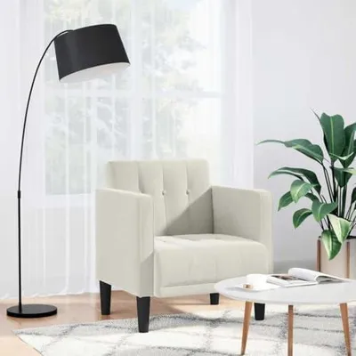 Zdjęcie produktu dla Fotel z podłokietnikami, kremowy, 53 cm, aksamit