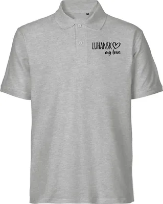 Produktbild von Huuraa Herren Polo Shirt Luhansk my love S Sport Grey Bio Baumwolle Fairtrade Poloshirt Geschenkidee
